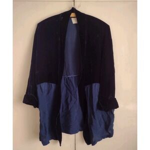 Tina Jo Whimsigoth Cardigan Navy Silk Velvet Sz L Lagenlook Formal Mixed Open